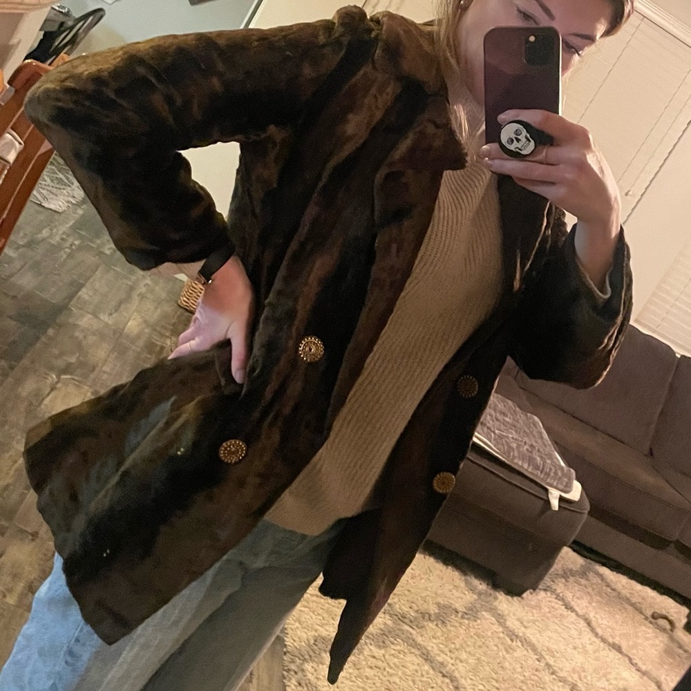 Brown faux fur coat